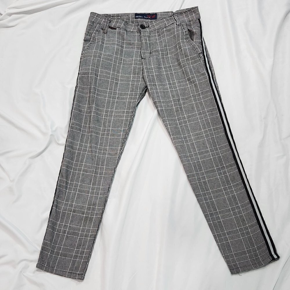 Rebel Soul Women's Ankle Plaid Pant Plaid Skinny Leg Black Size 34 Tall